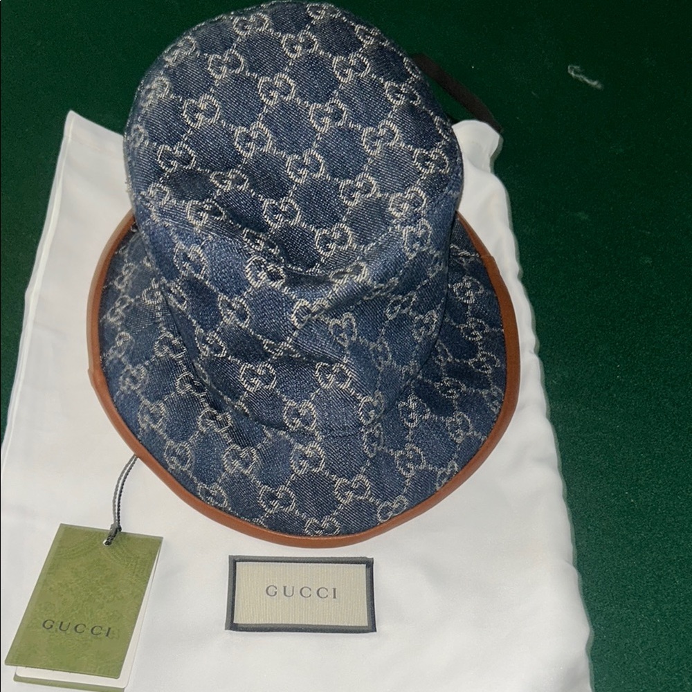 Gucci Blue and Brown Bucket Hat